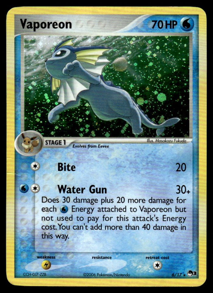 2006 Pokemon EX, POP - POP Series 3 6 Vaporeon Heavy Play