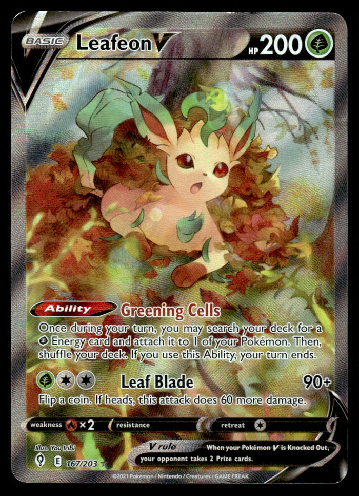 2021 Pokemon Evolving Skies 167/203 Leafeon V Heavy Play