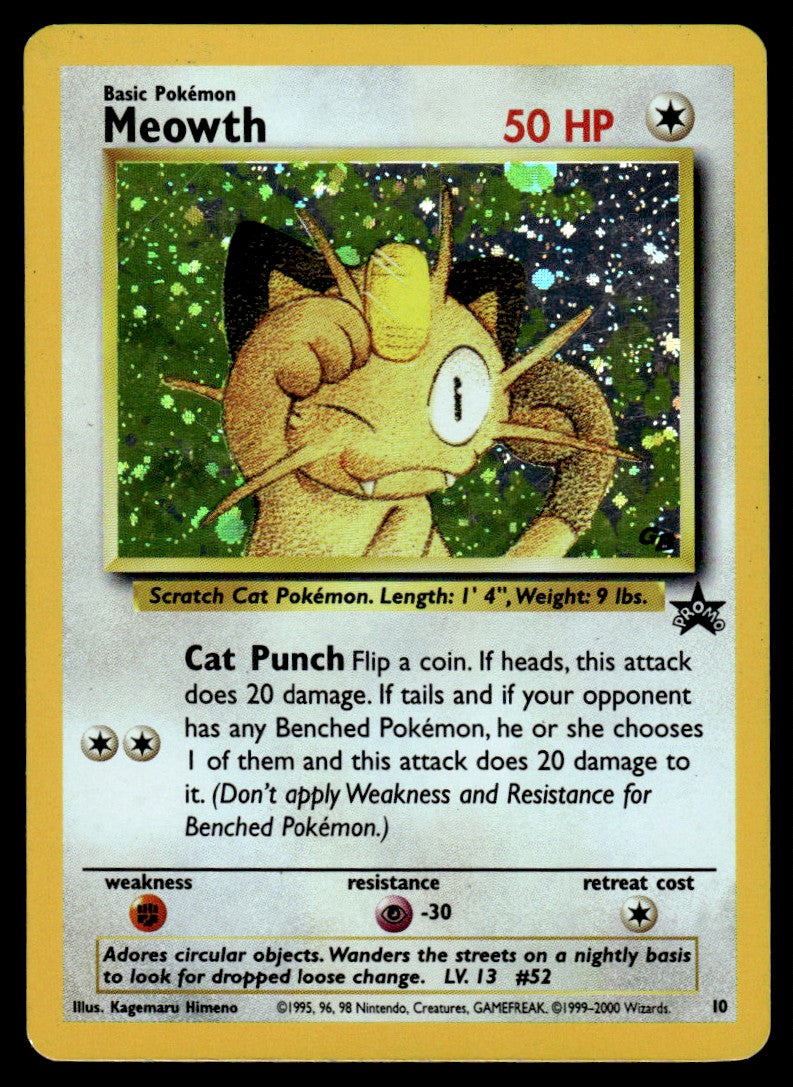2000 Pokemon Black Star Promos 10 Meowth Heavy Play