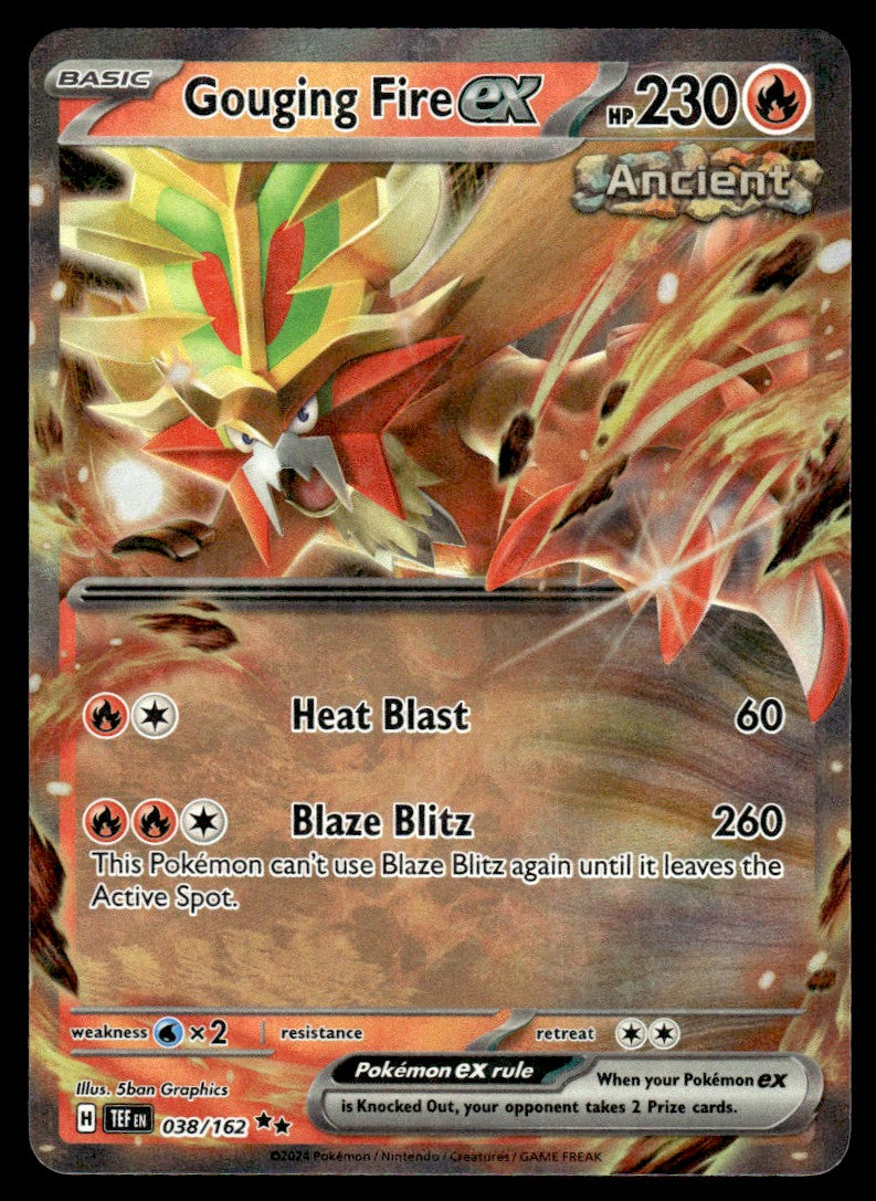 2024 Pokemon Scarlet & Violet - Temporal Forces 038/162 Gouging Fire ex Near Mint