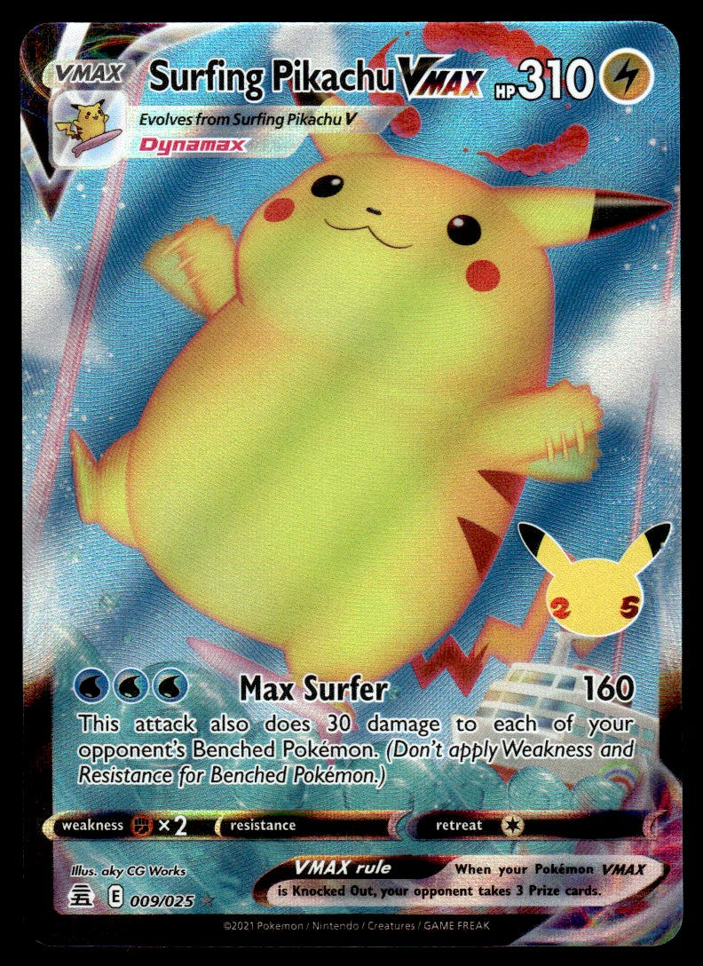 2021 Pokemon Sword & Shield - Celebrations 9 Surfing Pikachu VMAX Near Mint