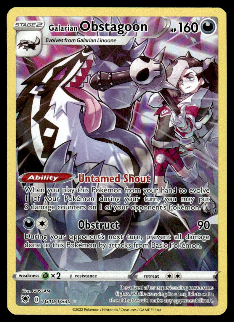 2022 Pokemon Sword & Shield Series - Astral Radiance Trainer Gallery TG10 Galarian Obstagoon Near Mint
