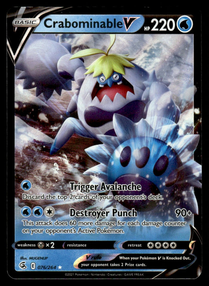 2021 Pokemon Sword & Shield - Fusion Strike 076/264 Crabominable V Near Mint