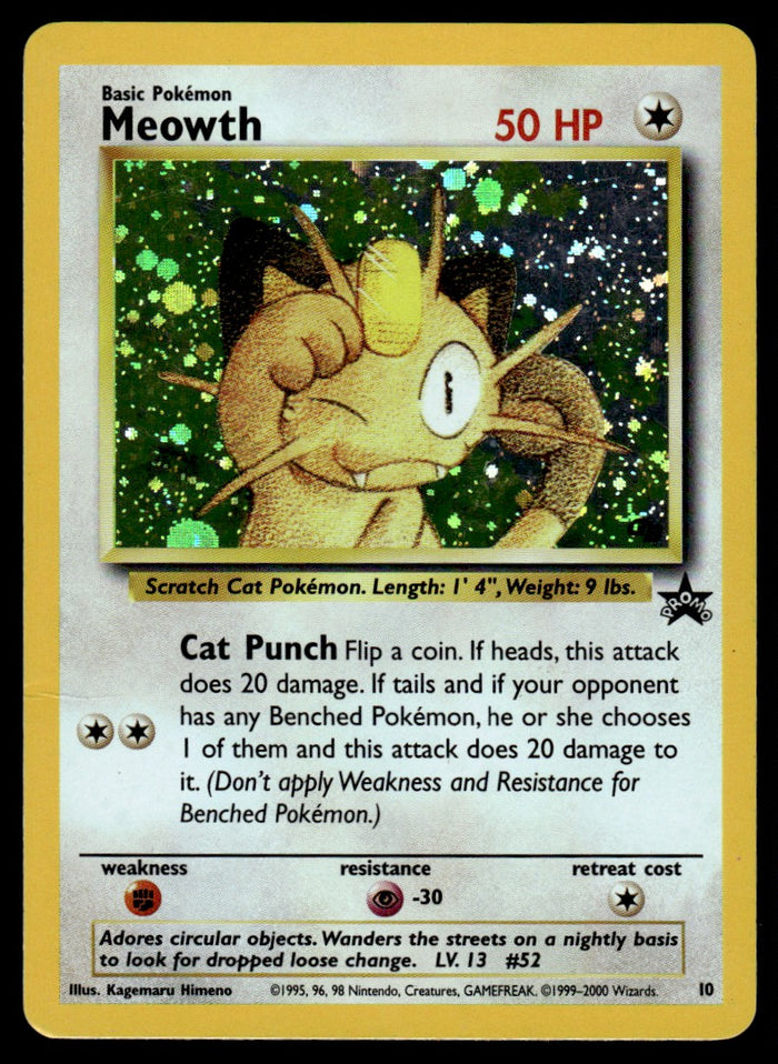 2000 Pokemon Promos - Wizards Black Star 10 Meowth Heavy Play