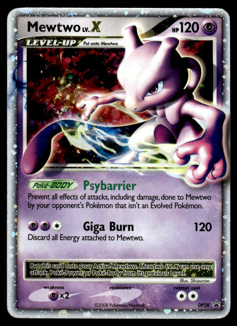 2008 Pokemon Diamond & Pearl, Promos - Diamond & Pearl Promos DP28 Mewtwo LV.X Heavy Play