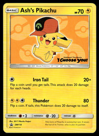 2018 Pokemon Sun & Moon Promo SM110 Ash’s Pikachu Light Play
