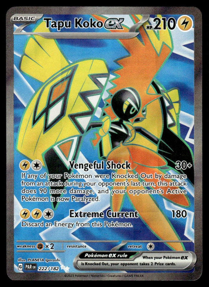 2023 Pokemon Paradox Rift 222/182 Tapu Koko ex Near Mint