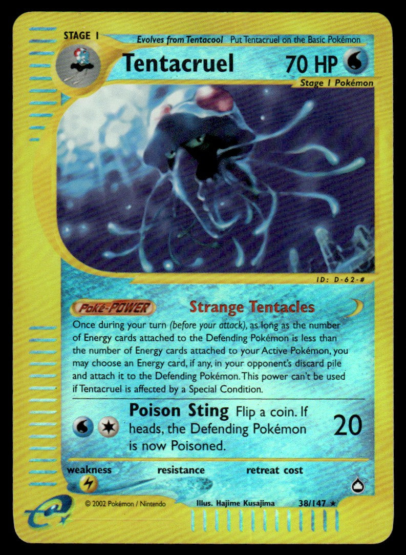 2002 Pokemon E-Card - Aquapolis 38/147 Tentacruel Light Play