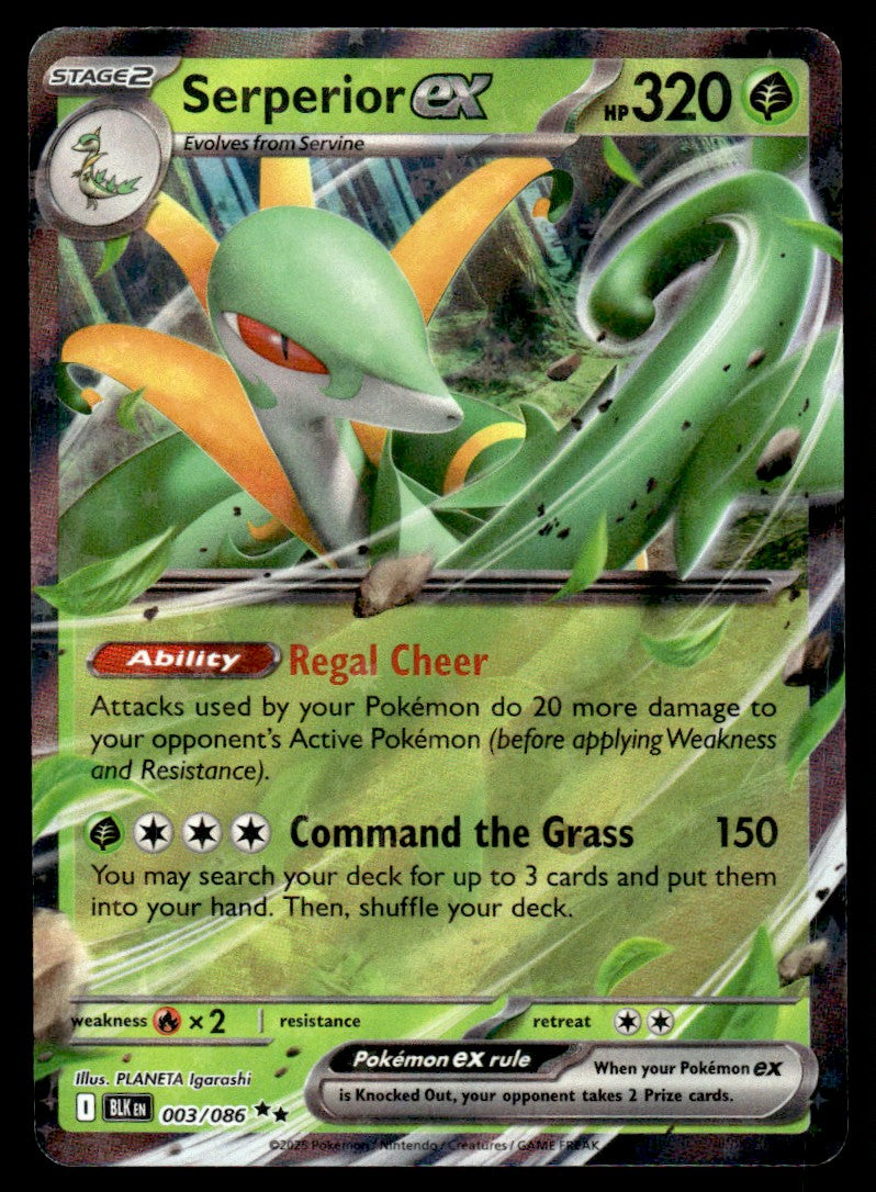 2025 Pokemon Scarlet & Violet - Black Bolt 003/086 Serperior ex Near Mint