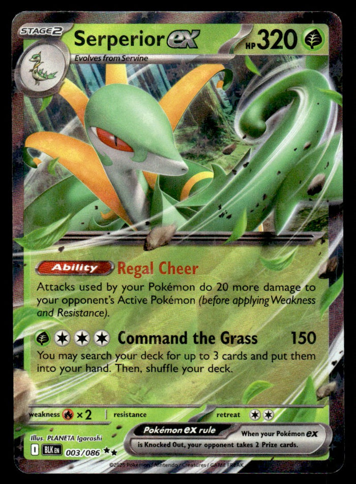 2025 Pokemon Scarlet & Violet - Black Bolt 003/086 Serperior ex Near Mint