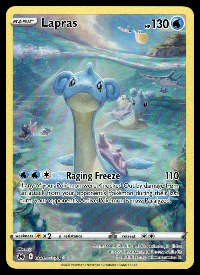 2023 Pokemon Sword & Shield Series - Crown Zenith - Galarian Gallery GG05 Lapras Light Play