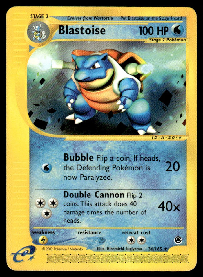2002 Pokemon E-Card - Expedition 36/165 Blastoise Light Play