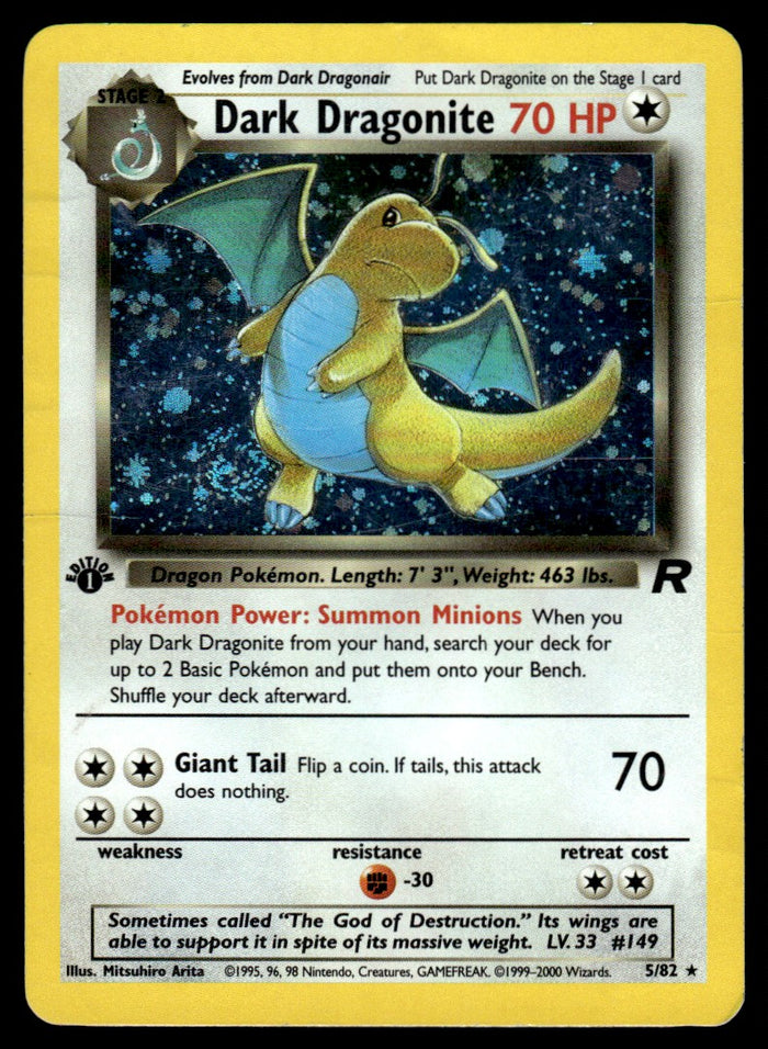 2000 Pokemon Classic - Team Rocket 5 Dark Dragonite 1st Edition Damaged