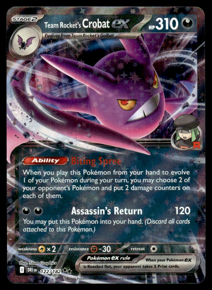 2025 Pokemon Scarlet & Violet Series - Destined Rivals 122 Team Rocket's Crobat ex Near Mint