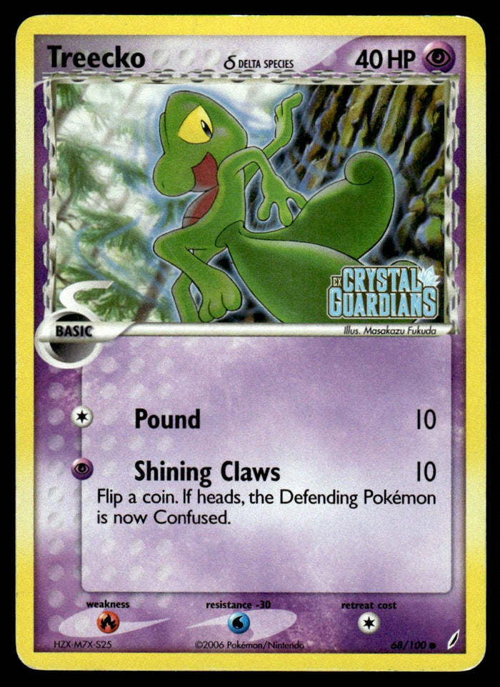 2006 Pokemon EX - Crystal Guardians 68 Treecko Heavy Play