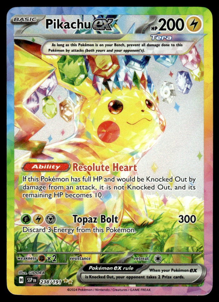 2024 Pokemon Scarlet & Violet - Surging Sparks 238/191 Pikachu ex Near Mint