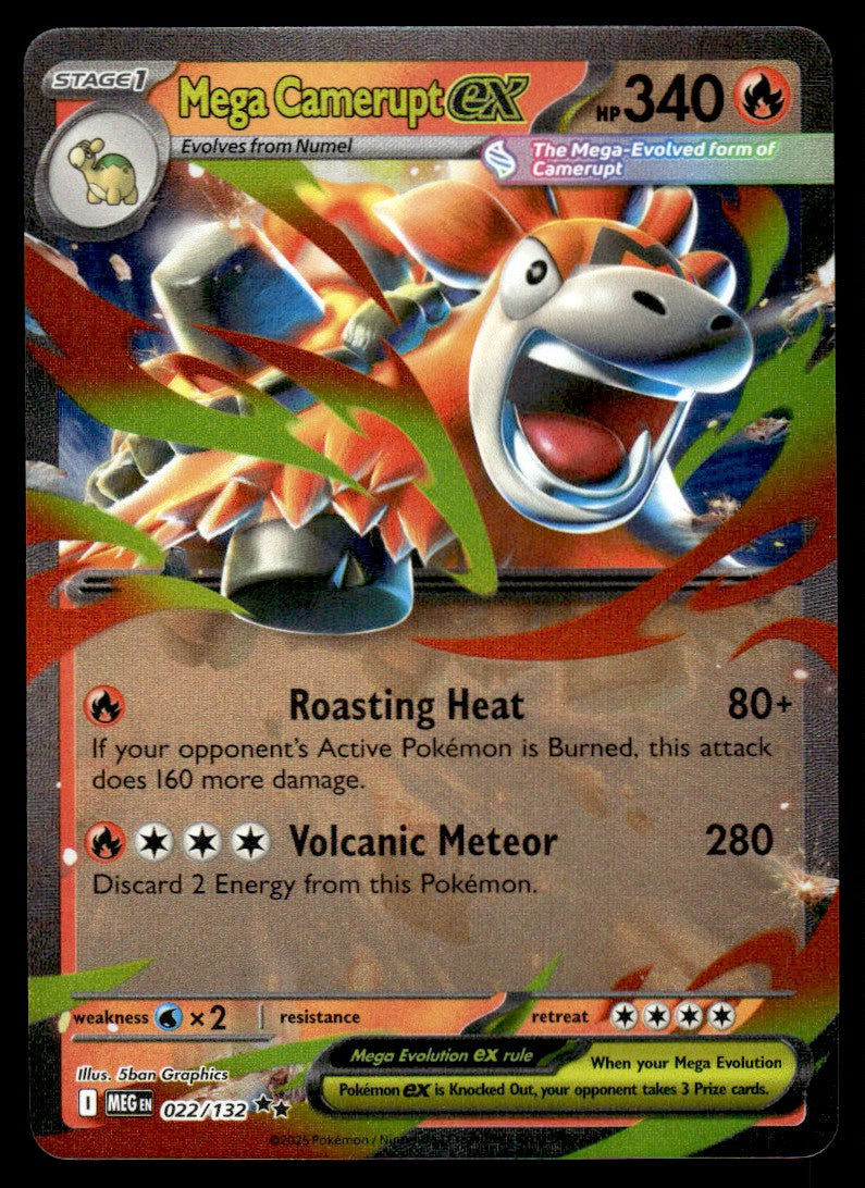 2025 Pokemon Mega Evolutions 022 Mega Camerupt ex Near Mint