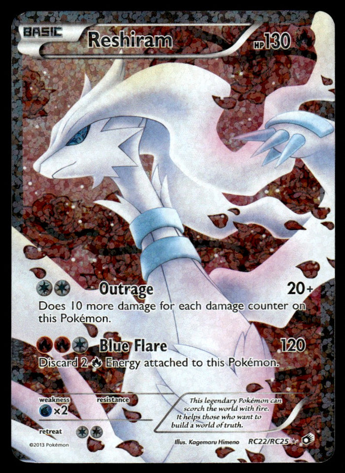 2013 Pokemon Legendary Treasures RC22/RC25 Reshiram Light Play