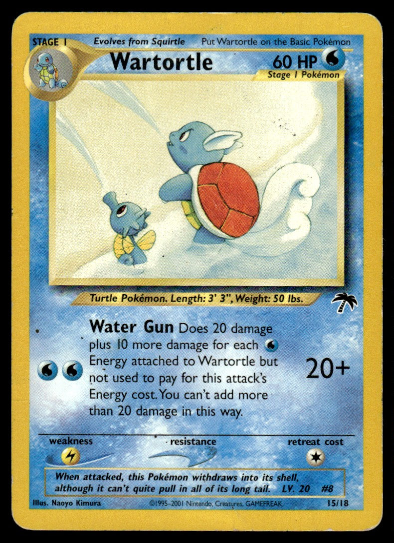 2001 Pokemon Southern Islands 15/18 Wartortle Heavy Play