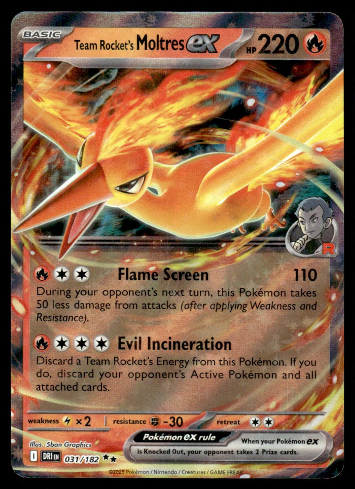 2025 Pokemon Scarlet & Violet Series - Destined Rivals 31 Team Rocket's Moltres ex Near Mint