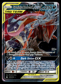 2019 Pokemon Unbroken Bonds 107 Greninja & Zoroark-GX Light Play