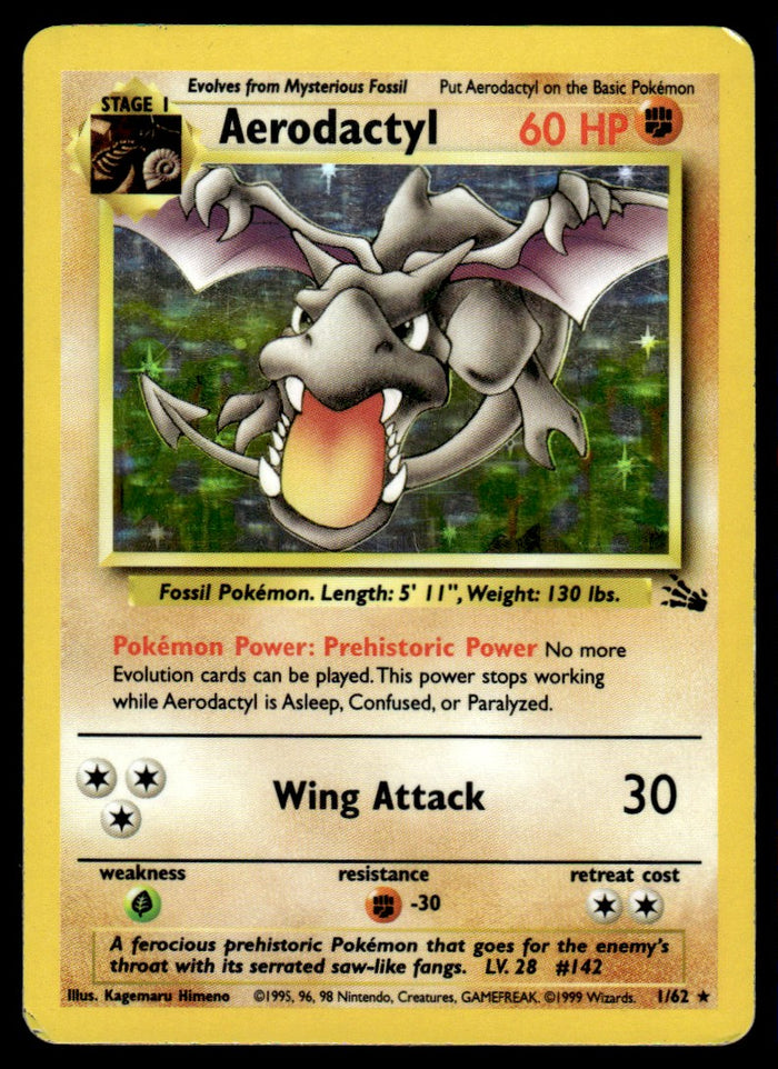 1999 Pokemon Classic - Fossil 1 Aerodactyl Heavy Play