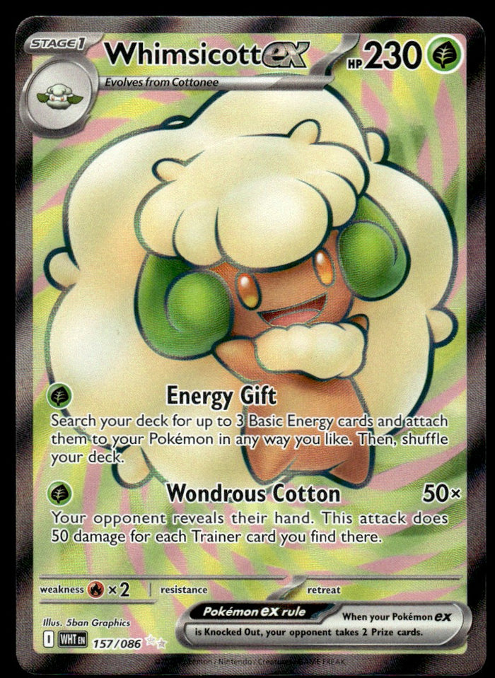 2025 Pokemon Scarlet & Violet Series - White Flare 157 Whimsicott ex Near Mint