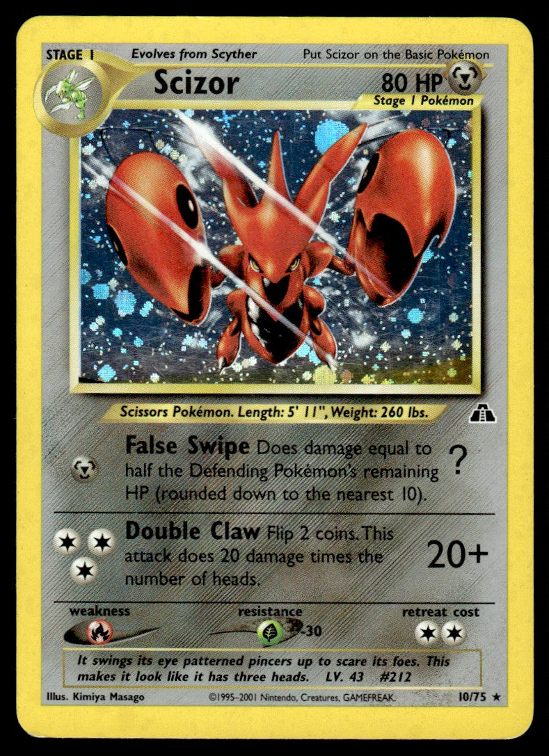 2001 Pokemon Neo Discovery 10/75 Scizor Heavy Play