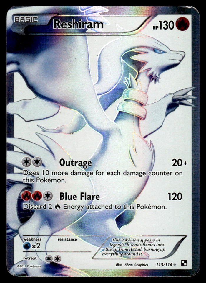 2011 Pokemon Black & White 113 Reshiram Heavy Play