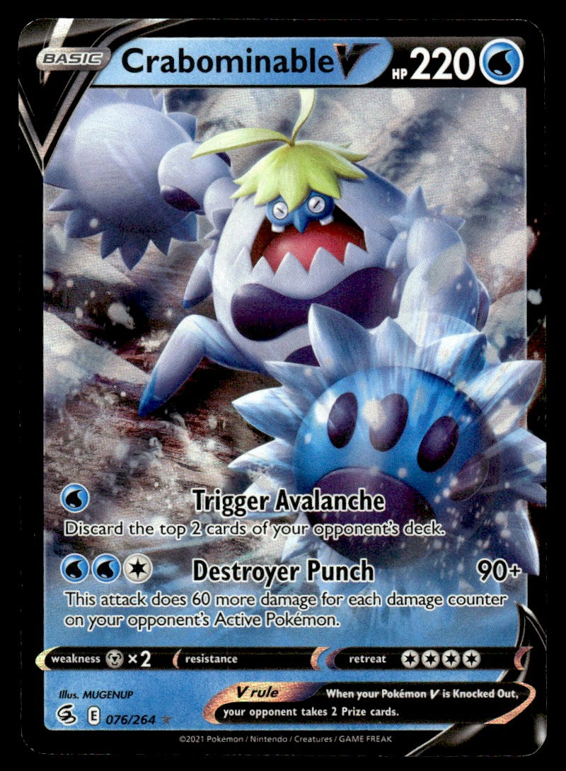 2021 Pokemon Sword & Shield - Fusion Strike 076/264 Crabominable V Near Mint