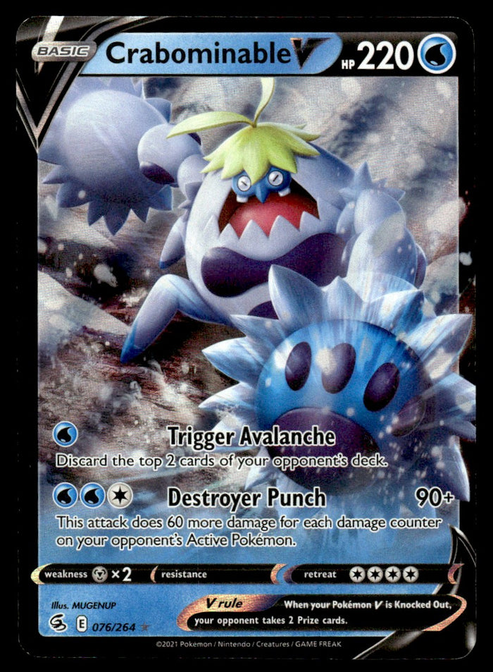 2021 Pokemon Sword & Shield - Fusion Strike 076/264 Crabominable V Near Mint