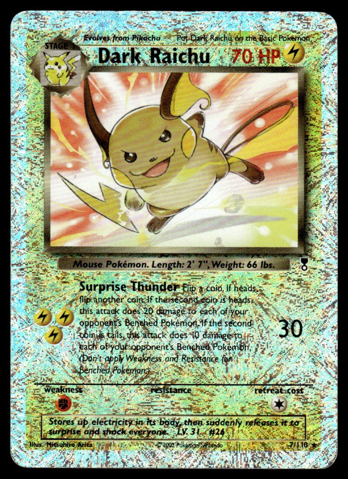 2002 Pokemon Other - Legendary Collection 7/110 Dark Raichu Heavy Play