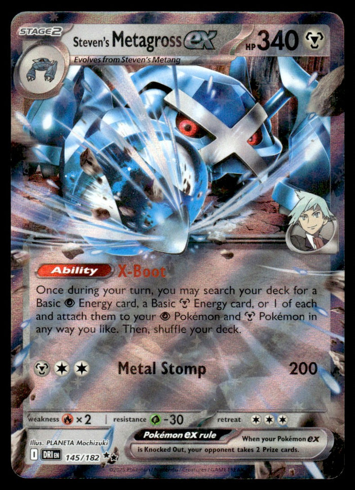 2025 Pokemon Scarlet & Violet Series - Destined Rivals 145 Steven's Metagross ex Light Play