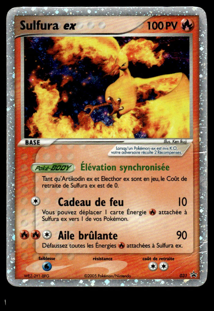 2005 Pokemon EX Collector's Window Tin 031 Moltres (French) Heavy Play