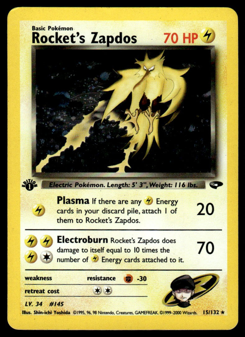 2000 Pokemon Gym Challenge 15/132 Rocket’s Zapdos Light Play
